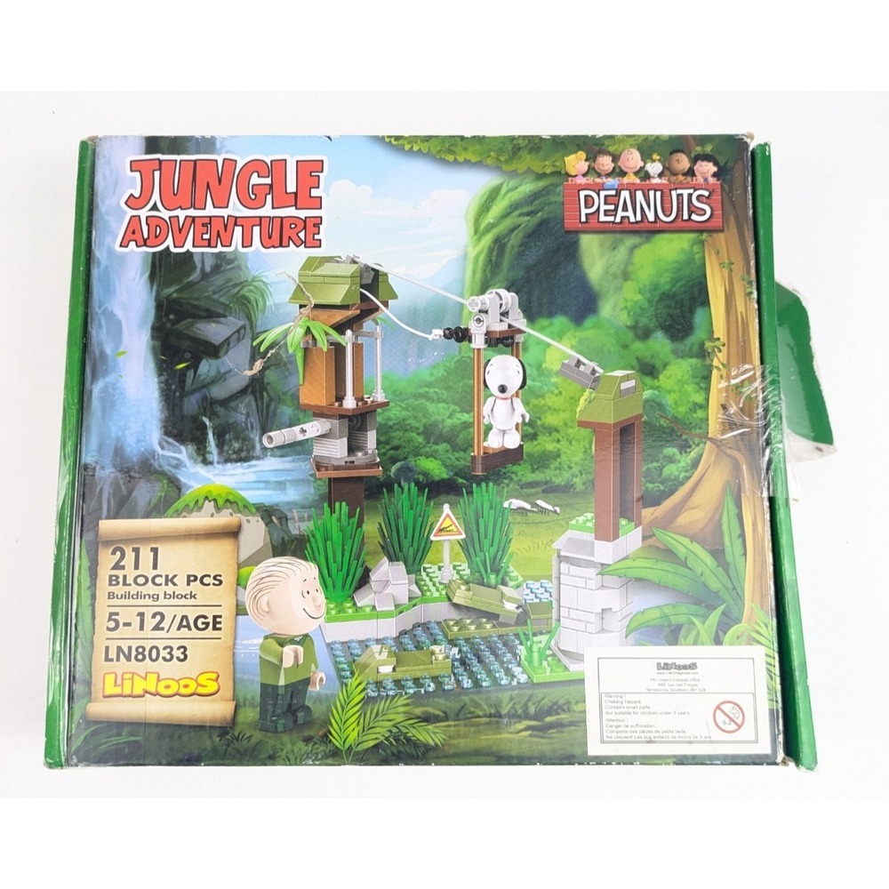 Linoos Peanuts Building Set Jungle Adventure Zipline Building Blocks Snoopy